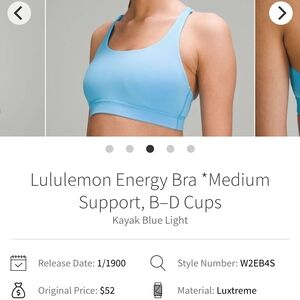 Lululemon Blue Sports Bra